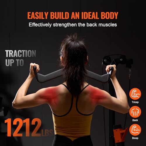VEVOR LAT Pulldown Attachments, Cable Machine Rowing T-bar V-bar Tricep Pull Down Bar, Back Strength Training Rubber Coated Handle Grip, Bicep Curl Tricep LAT Pulldown Bar for Home Gym Fitness - size: 5PCS A