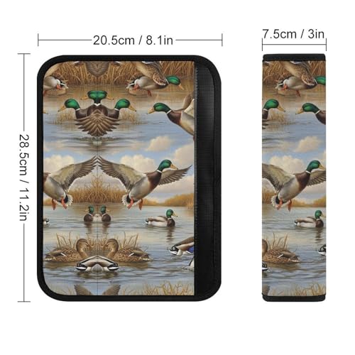 2 Pack Mallard Wild Duck Collage Print Car Seat Straps Shoulder Pads Soft Padded Seat Belt Cushion for Kids, All Vehicles, Pressure Relief - color: Pattern 431