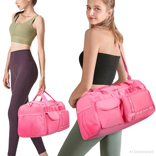 MAXTOP Gym Bag for Women Men Travel Duffle Bag Large Capacity Carry On Weekender Overnight Bag With Shoe Compartment Gym Tote Dry Wet Separation Duffel Bag for Travel - color: Rose, style: Gym Bag