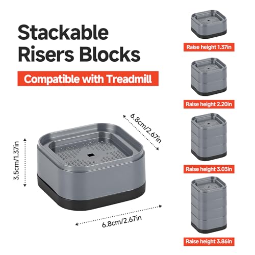 4-Pack Treadmill Incline Riser Blocks - color: Grey