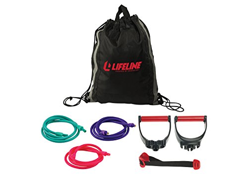 Lifeline Variable Resistance Trainer Kit with Adjustable Resistance Level Bands for More Workout Options - Includes Triple Grip Handles, Door Anchor, Three 5ft Exercise Tubes and Carry Bag - style: 60 lbs