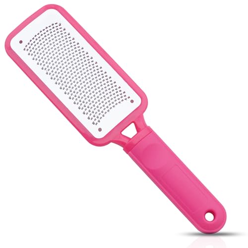 Foot Files Foot Scrubber Pedicure, Stainless Steel Callus Remover for Feet, Professional Foot Grater Rasp Scraper to Hard Skin Corns for Dry and Wet Fee - style: 1X Foot Files(Pink)