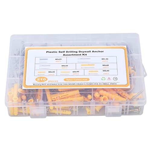 210PCS Self Tapping Screw M5 M6 M8 Ribbed Anchors Thumb Screws Assortment