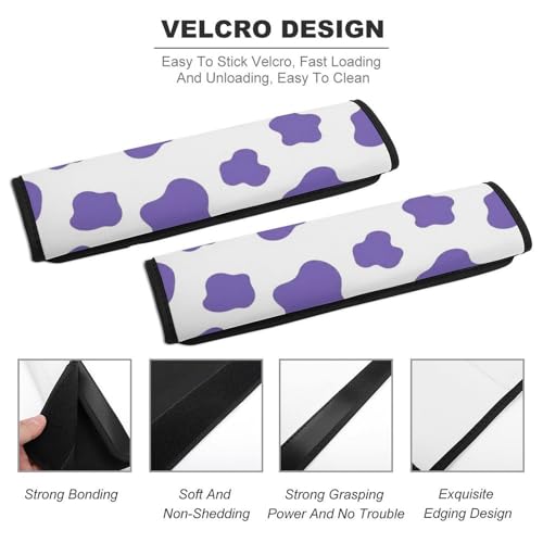 2 Pack Purple Cow Print Lavender Car Seat Straps Shoulder Pads Soft Padded Shoulder Harness Cover for Adult Use, Stroller Pushchair High Chair, Pressure Relief - color: Pattern 973
