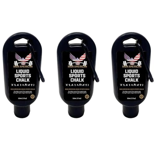 IRON AMERICAN Liquid Chalk - No-Mess Long-Lasting Grip Chalk for Weightlifting, Gymnastics, Rock Climbing, and Fitness Training - Advanced Hand Chalk for Gym - size: 3-PACK (50 mL)