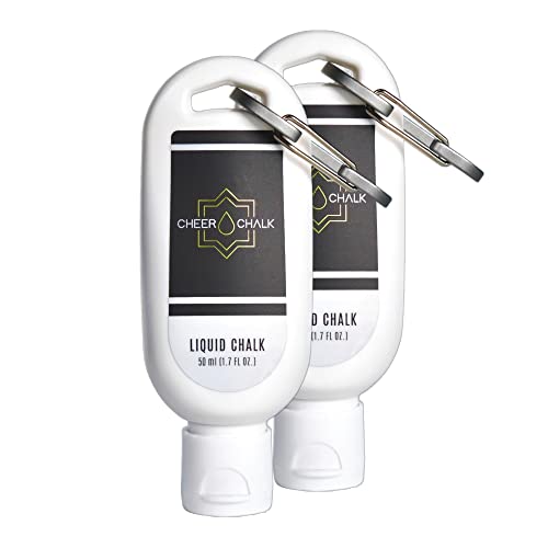 Liquid Chalk - Chalk for Elite Cheerleading - Chalk for Stunting - Chalk for Gymnastics - 50ml Bottle with Carabiner - 50 Practices Per Bottle - Maximum Grip for Safer Stunting - style: 2 Pack