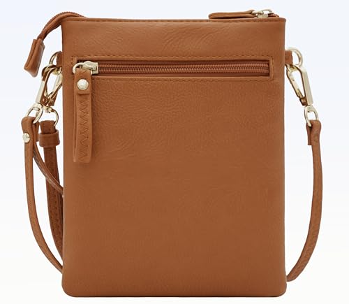 Solene Small Multi Zipper Pockets Crossbody Bag with Detachable Wristlet - color: Brunt Orange