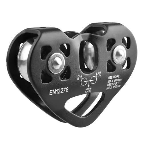 YAPJEB Zipline Pulley, 30kN 6700LBS Cable Kit, Heavy Duty Aluminum Alloy for Rescue Climbing, Mountaineering, Hauling (Black) - color: 30 kN - Black