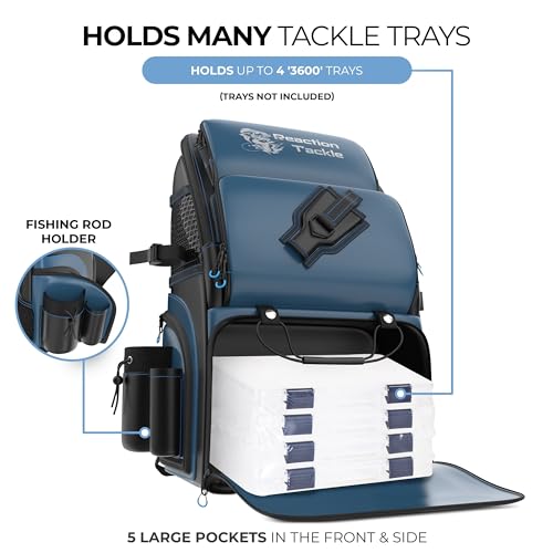 Reaction Tackle Saltwater Fishing Tackle Bags, Water Resistant 1000D PVC Tackle Box Bag with Removable Dividers, Fits 3600 and 3700 Trays, Backpack - size: Backpack