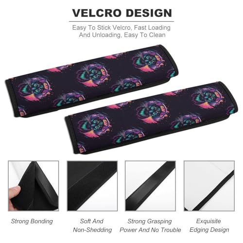 2PCS Cute Funny Cat Colorful Seat Belt Shoulder Pad Soft Padded Harness Pads Strap for Adults and Children, All Vehicles, Anti-Slip Pad - color: Pattern 424