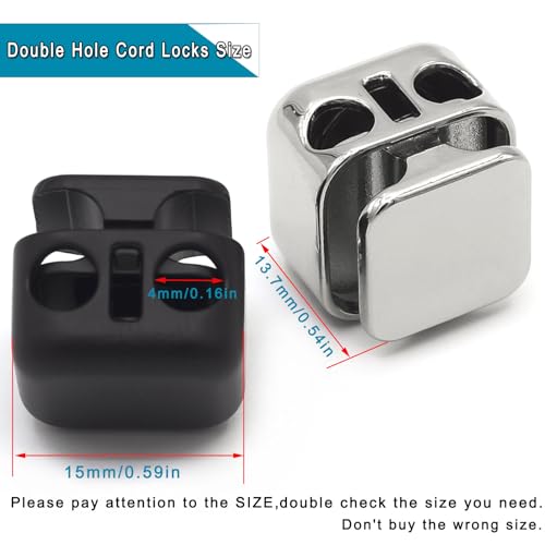 Enosea 12 Pieces Heavy Duty Cord Locks, Double Hole Draw String Clip | Metal Toggle Stoppers for Drawstrings, Shoelaces, Paracord