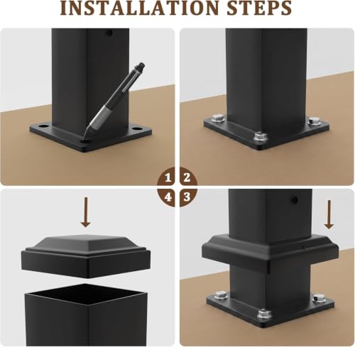 Aluminum 2.8 in. x 2.8 in. x 39 in.Railing Post with Screws, Porch and Deck Railing Post,Fence Poles for Decks, Stair Railing Porches（Terminal Column） - size: 39 In Post(Terminal )