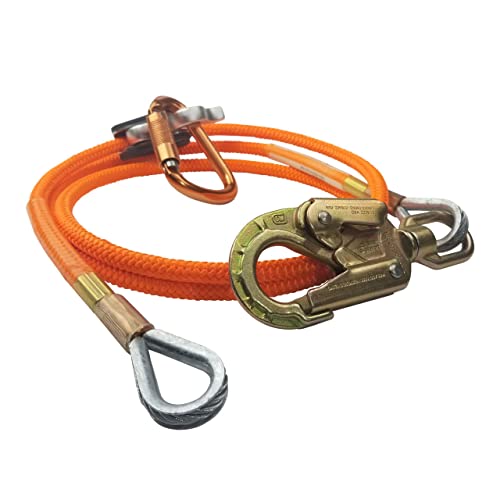Better Grab Steel Core Flipline Kit (1/2 inch x 10 feet) - Adjustable Tree Lanyard, Low Stretch, Cut Resistant for Fall Protection, Arborist, Tree Climbers
