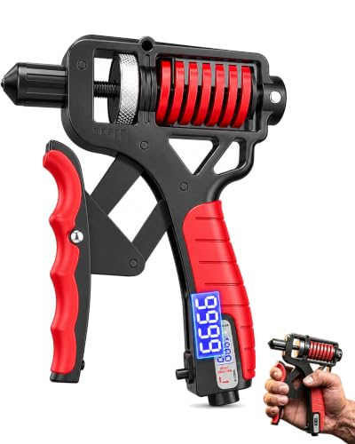 Adjustable Digital Counting Hand Grip Strengthener, 11-363 lbs | Double Spring Grip Strength Trainer, Smart Electronic Counter, 11-363 lbs Forearm Exerciser For Climbing And Fitness - color: Red
