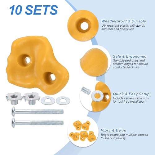 PATIKIL Rock Climbing Holds, Climbing Rock Wall Grips Play Set - color: Yellow, size: A-Large