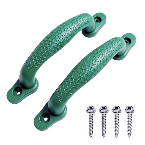 Plastic Safety Handles 2 Pcs Playground Grab Handles | Non-Slip Durable Design for Playhouse, Treehouse, Climbing Frame, Jungle Gym, Swing Set Indoor Outdoor - color: Green-2pack
