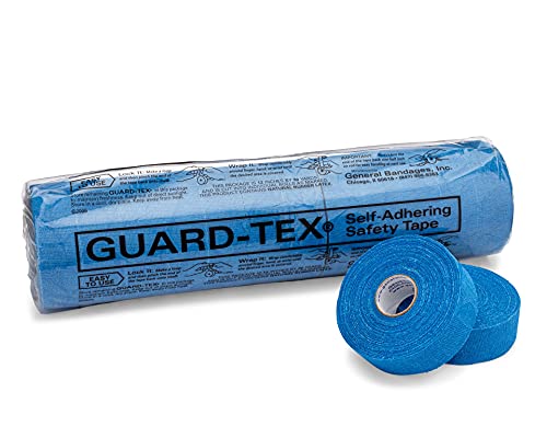 Guard-Tex® Blue Finger Tape 1 in Self-Adhering Cotton Gauze for Healthcare and Trades — No Adhesive No Residue — 12 Rolls x 90 ft — Made in USA Since 1935 - color: Blue, size: 1 Inch