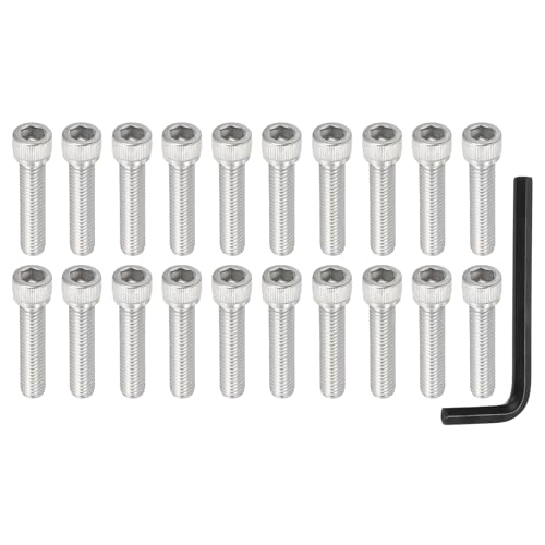 PATIKIL 3/8"-16 x 1-3/4" Socket Head Screws Cap Bolt, 10Pcs 304 Stainless Steel Hexagon Socket Screws with Hex Wrenches Full Thread for Road Bicycle Mountain Bike Auto, Silver/Black - color: Silver/Black, size: 3/8"-16 x 1-3/4"