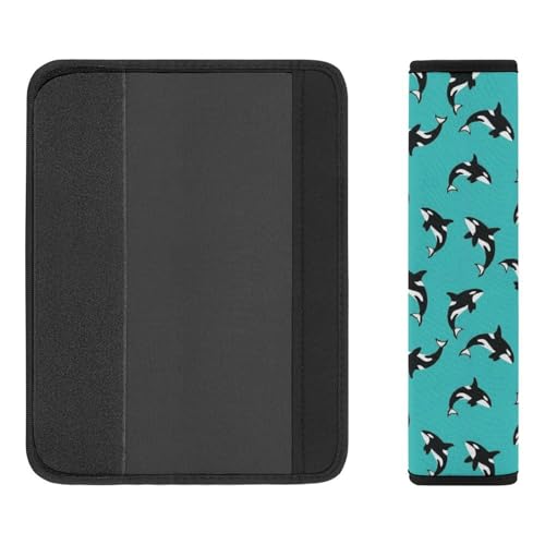 2 Pack Killer Whale Mint Green Car Seat Belt Pad Soft Padded Automotive Seat Belt Protector for Child, Stroller Pushchair High Chair, Shock Absorption - color: Pattern 1069