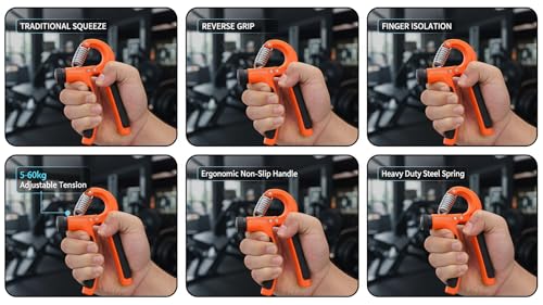 Adjustable Hand Grip Strengthener 11-132 lbs (5-60kg) – Forearm Grip Trainer for Muscle Building, Finger Exerciser for Injury Recovery, Rock Climbing, Gym Workout, Physical Therapy Training Equipment