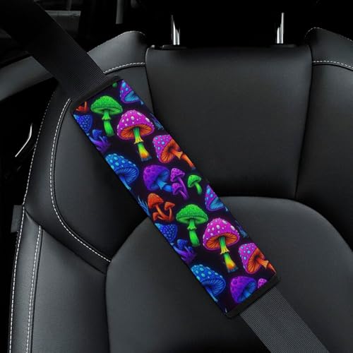 Universal Soft and Comfortable Seat Belt Cover for Adults and Children, Most Cars, 2 Pack Trippy Mushrooms Seat Belt Covers Cushion Neck and Shoulder Support - color: Pattern 775
