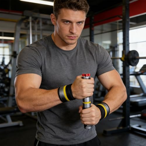 Portable Wrist Roller and Forearm Builder Built From Aluminum Alloy and Stainless Steel ° Rotating Hand Exerciser - color: Red