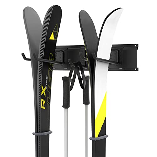 WALMANN Garage Storage Organization System Ski Wall Rack 2 Pairs of Skis Mount Hanger Home Shed and Garage Snowboard Wall Rack Holds Up to 100 lbs - style: Holds 2 Pairs of Skis