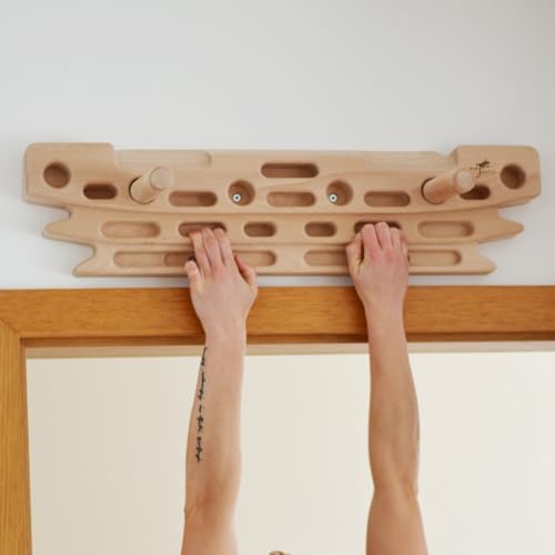 FingerPeg 1.0 Hangboard – Fingerboard Training Board for Climbing with Pull-Up Bars – Sleek Wooden Climbing Board with Ergonomic Design – Supports up to 265 lbs - style: Fingerpeg 1.0