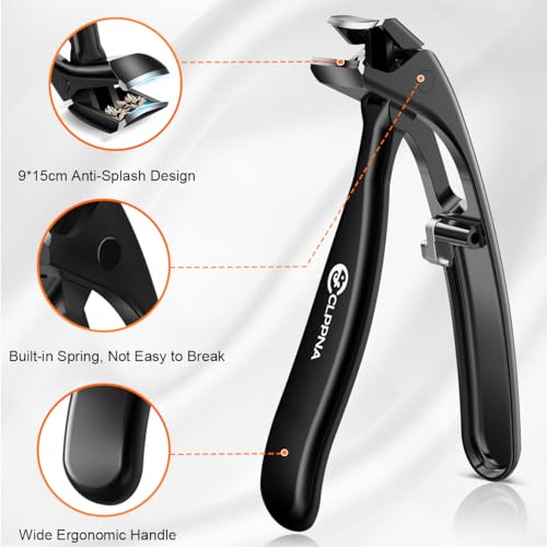Toenail Clippers for Seniors, 2026 Upgrade Angled Head Nail Clippers for Men with Catcher, CLPPNA Ergonomic Toenails Clipper for Thick Toenails Long Handle, Sharp Wide Jaw Fingernail Clippers Adult - style: 3PCS(2025 Angled Black ）