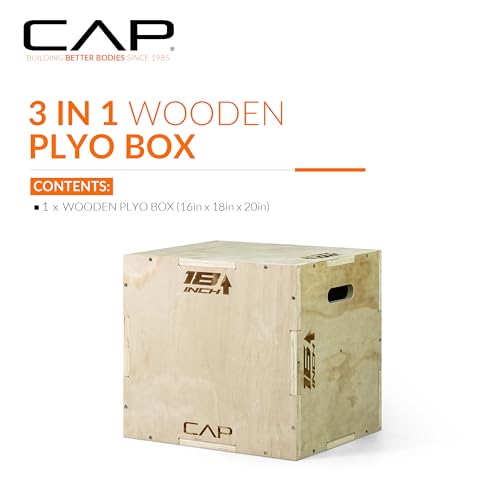 CAP Barbell 3-in-1 Plyometric Box | Multiple Styles and Sizes - size: 20in x 18in x 16in, style: WOOD