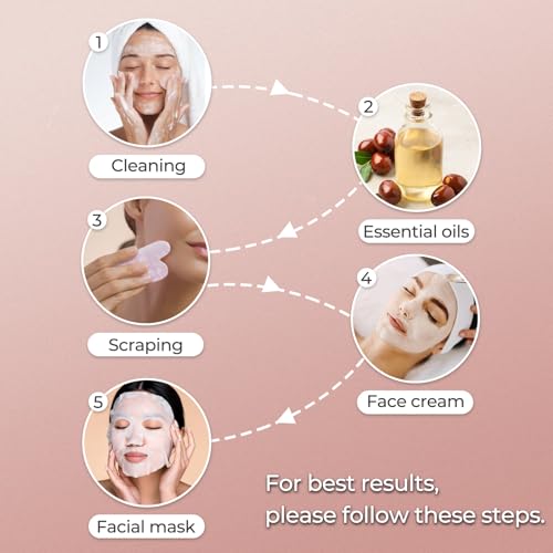 Gua Sha Facial Tools - Natural Jade Stone Guasha Tool for Face & Body,Massage Stick for Jawline Sculpting, Puffiness Reducing, Skin Care Gift, Anti-Aging Beauty Tool (Pink Stone) - color: Pink G