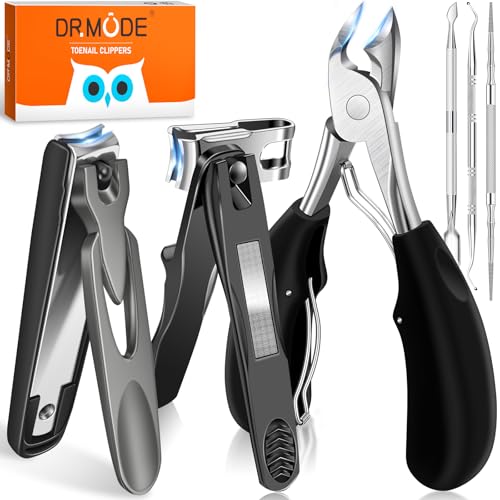 Toenail Clippers for Men Seniors Thick Ingrown Toenails 6PCS Professional | Wide Jaw Opening, Heavy Duty Large 360 Degree Rotary Nail Clippers for Seniors, Finger Nail Clippers Adult with Catcher - style: Toenail Clippers Set