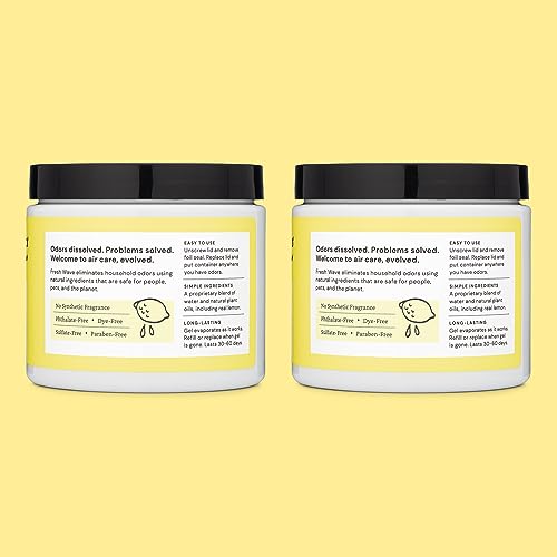 Fresh Wave Lemon Odor Eliminator Gel 2Pk 15 oz - Air Freshener for Home | Lasts 30-60 days. Plant-based odor absorber. No perfumes or harsh chemicals. Bathroom & closet deoderizer. Refills available. - size: 15 fl oz (Pack of 2)