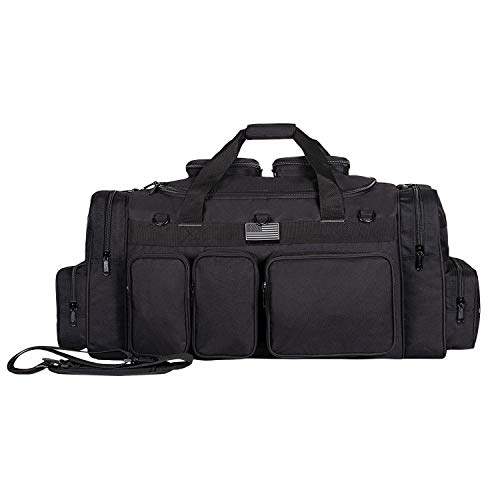 K-Cliffs Tactical Range Duffel Heavy Duty Large Gear Duffle Durable Quality Travel Sports Gym Equipment Bag Military Molle with Lockable Zippers with US Flag Patch 33 Inch Black - size: 33 Inch Black