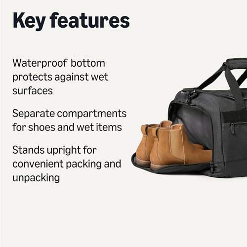 Amazon Essentials Lightweight Carry-on Duffel with Wet Pocket and Shoe Compartment, 20", Black - size: 20 inches