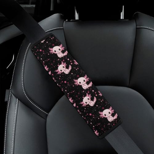 2 Pack Purple Pink Star Cute Animal Axolotl Car Seat Belt Pad Breathable Shoulder Harness Cover for Adult Use, Stroller Pushchair High Chair, Pressure Relief - color: Pattern 1075