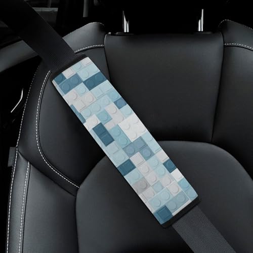2 Piece Universal Fit Seat Belt Cover for Adult Use, Most Cars, Construction Building Blocks Colorful Bricks Rainbow Seat Belt Covers Cushion, Shock Absorption - color: Pattern 483