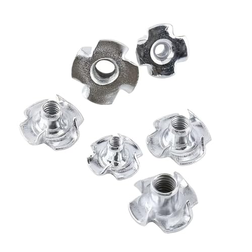 CHATROOM 90pcs/Box M3 M4 M5 M6 M8 Carbon Steel T-Nuts Four Claws Nut Assortment Kit for Wood Rock Climbing Holds Cabinetry Furniture