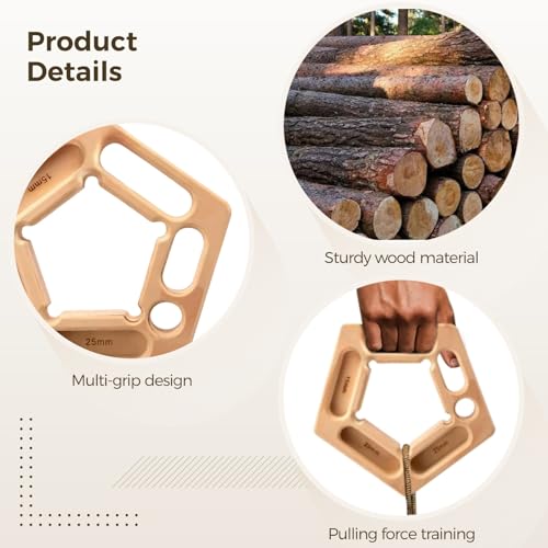 2 Pcs Climbing Holds Made of Wood, Multi-Functional 7-in-1 Grip Boards, Training Adjustable Hand Grips for Pull-Up & Grip, Mounting Ropes Included, Great for Workouts Indoors and Outdoors