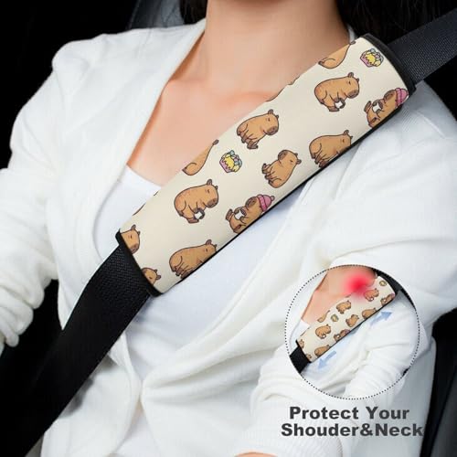 Universal Soft and Comfortable Seat Belt Cover for Adult Use, Stroller Pushchair High Chair, 2 Pack Cute Capybara Shoulder Harness Cover - color: Pattern 363