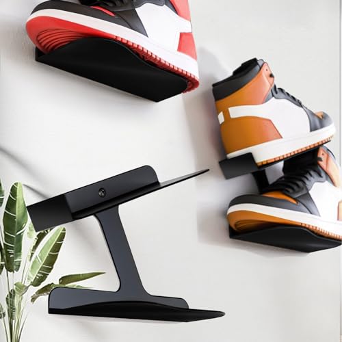 Wall-Mount Floating Shoe Shelves, Sturdy Levitating Sneaker Rack for Showcasing Shoe Collections - color: Black