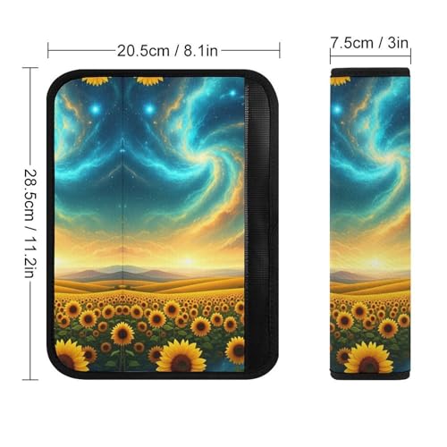2PCS Soft Padded Car Seat Straps Shoulder Pads for Adult Use, Most Cars, Sunflower Starry Sky Shoulder Protector, Shock Absorption - color: Pattern 477