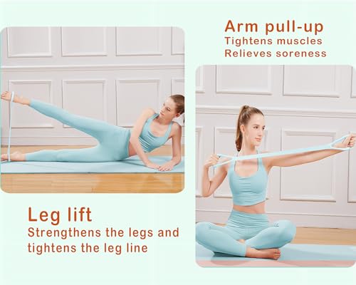 Figure 8 Resistance Band, Arm Back Shoulder Exercise Elastic Rope Stretch Fitness Band, Foot, Leg, Hand Stretcher, Arm Exerciser for Yoga Pilates Stretching Physical Therapy, Home Gym Workout - color: blue