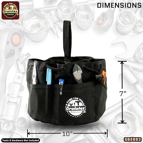 Graintex 18 Pockets Grab Bag Rip-stop Canvas Drawstring Closure, Small Part Organizer Pouch, Small Tools, Screws, Parts, Parachute Tool Bag for Efficient Storage - Black - color: Black