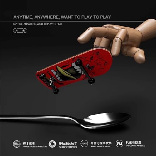 Lently Wood Fingerboards, Mini Fingerboards, 99mmL*29mmW (Big Mouth Cute Dragon) (Angry Puppet) - color: Angry Puppet