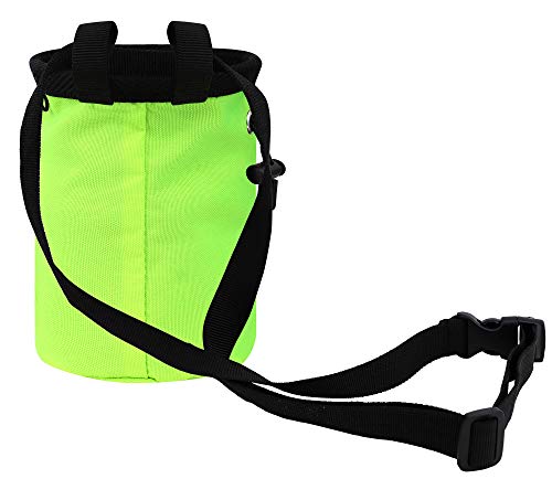 AMC Rock Climbing Panda Embroidered Chalk Bag with Zipper Pocket - color: Fluorescent Green
