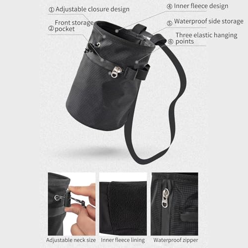 Chalk Bag for Rock Climbing Waterproof Adjustable Waist Belt Powder Sack | Rock Climbing Chalk Bag for Gymnastics Golf Gym Bowling Lifting Bouldering Weightlifting Workout