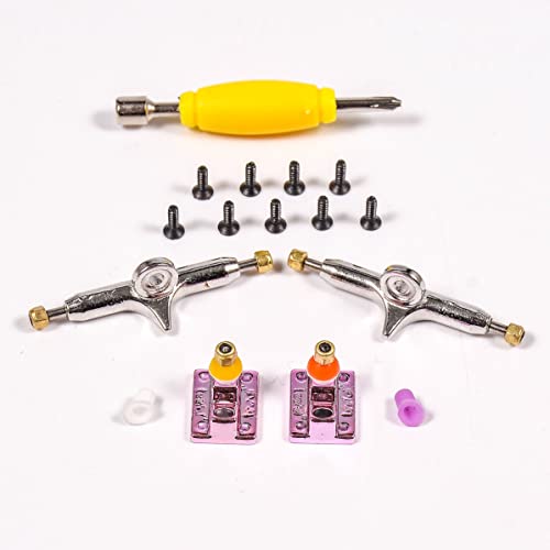Fingerboard Trucks with Upgraded Urethane Bushings and Pivot Cup,34mm 32mm Width,Normal Kingpin (Pink, 32mm) - color: Pink, size: 32mm