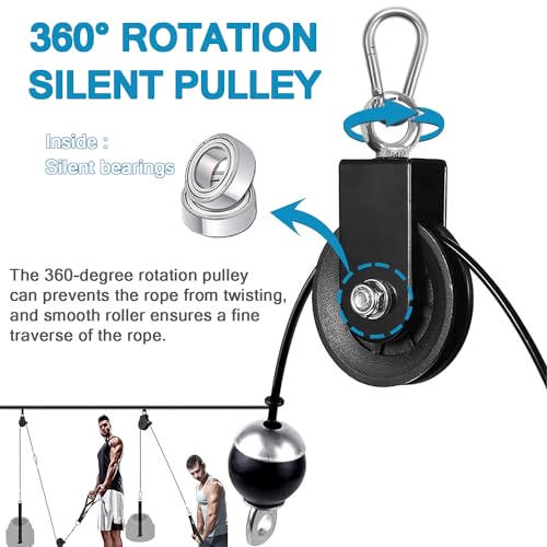 Cable Pulley System for Home Gym, Silent 360° Rotation Nylon Pulley Wheel with Detachable Traction Block LAT Pulldown & Weight Lifting Attachment for Strength Training Workouts - color: 3.54in/90mm Cable Pulley
