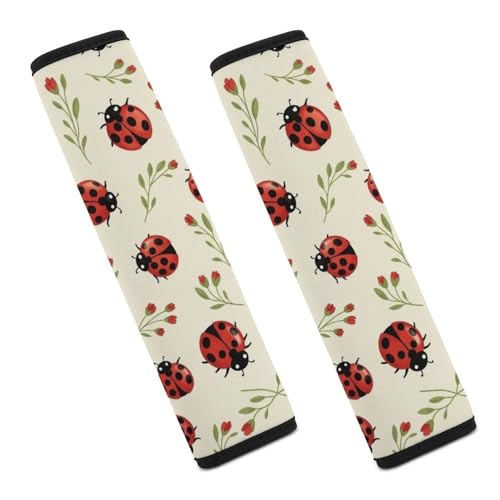2PCS Cute Ladybugs Seat Belt Cover Breathable Automotive Seat Belt Protector for Adult Use, Most Cars, Pressure Relief - color: Pattern 167